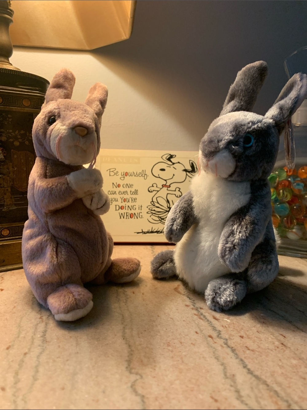 Pair Y2K NWT Plush Beanie Bunny Babies Hopper/Springy
